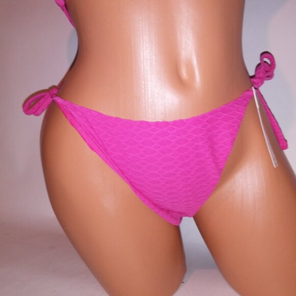 Victoria Secret Swim Bikini Top & Bottom Pink Textured Convertible String Remova - Picture 6 of 16